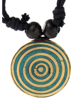 Wikinger Halskette Sinthgunt mit Kreis Anhänger 4,5 cm in TÃ¼rkis Frontansicht