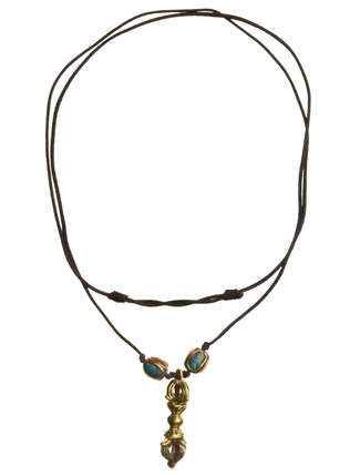 Wikinger Halskette Karke mit Talisman Dorje aus Messing in Goldgelb Frontansicht