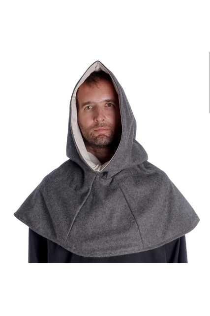 Mittelalter Kapuze aus Wollfilz in rot, braun, schwarz, natur-beige und gruen