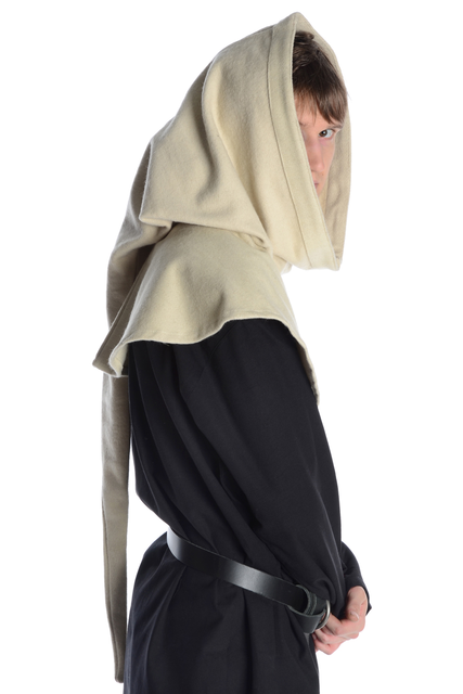 Gugel aus Wollfilz in natur-beige, gruen, schwarz, braun und rot