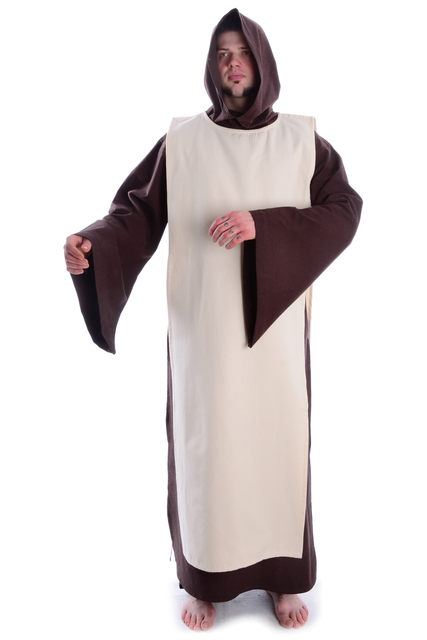 Skapulier - Überwurf einfach 144 cm lang schwarz - naturbeige aus fest gewebter Baumwolle