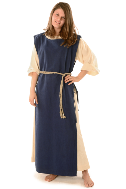 Mittelalter Überwurf Skapulier seitlich zu schnüren natur-beige, schwarz, grün, blau, rot und braun