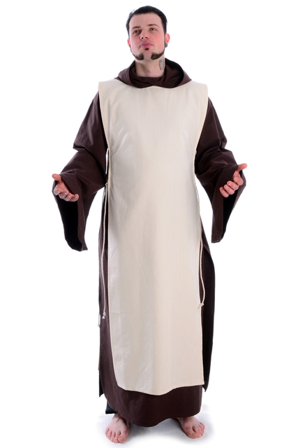 Skapulier - Ueberwurf seitlich zum Schnüren schwarz oder naturbeige 144 cm lang