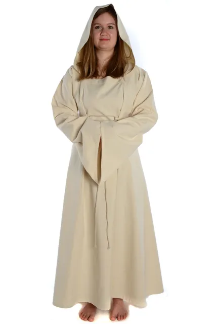 Mittelalter Kleid Liebgart Mi-Parti in Beige Frontansicht