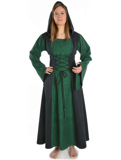 Mittelalter Kleid mit Gugel-Kapuze