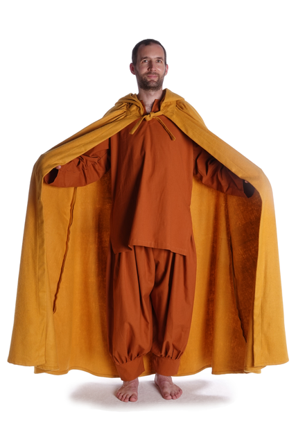 Mittelalter Umhang Wollfilz mit Kapuze in braun blau beige schwarz und rot