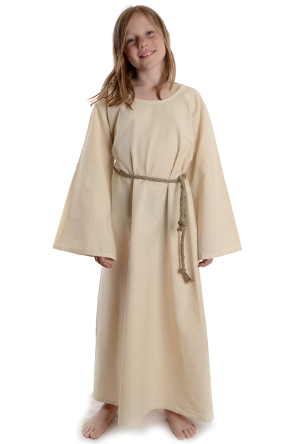 Mittelalter Kindekleid Isaza in Beige Frontansicht