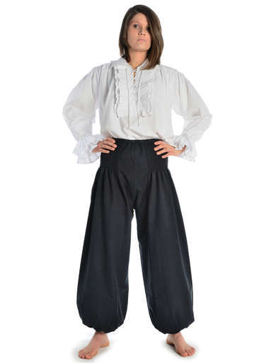 Pluderhose schwarz baumwolle