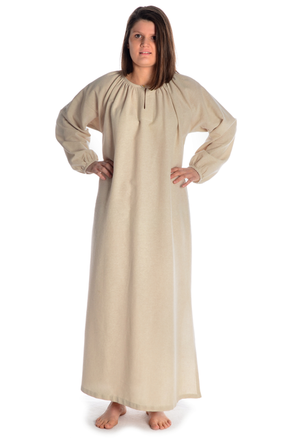 Mittelalter Unterkleid natur-beige, braun, schwarz, grün, blau und rot