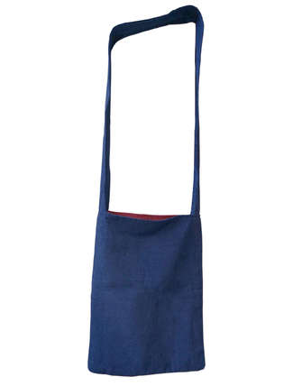 Mittelalter Tasche Iring aus Baumwolle in Blau-Rot Frontansicht