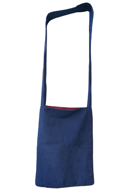 Mittelalter Tasche Iring aus Baumwolle in Blau-Rot Frontansicht