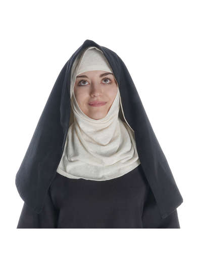 Mittelalter Velan Hildegard in Beige-Schwarz Frontansicht