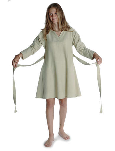 Mittelalter Kleid Isabetta in Hellgrün Frontansicht