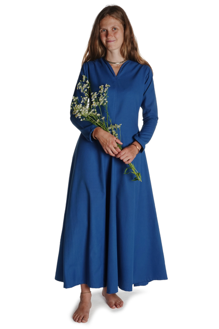 Mittelalter Kleid Catella in Königsblau Frontansicht