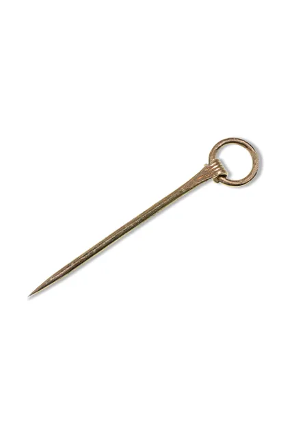 Wikinger Gewandnadel (Ringed Pin) Harald aus Messing in Golden Frontansicht