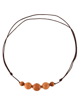 Mittelalter Halskette Kardas aus Bodhisamen in Beige Frontansicht