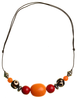 Mittelalter Halskette Sif aus Wei&szlig;metall-Resin in Bernsteinfarben-Rot Frontansicht
