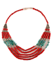 Mittelalter Halskette Eliacha aus Resin in Rot-Türkis Frontansicht