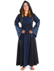 Mittelalter Kleid Liebgart in Blau-Schwarz Frontansicht