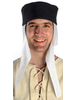 Mittelalter Kappe Reginbald white (Set) in Weiß-Schwarz Frontansicht