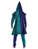 Mittelalter Kinderkapuze Liadarz Mi-Parti in Grün-Blau Rückansicht