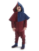 Mittelalter Kinderkapuze Liadarz Mi-Parti in Rot-Blau Frontansicht 2