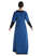 Mittelalter Kleid Skalmöld in Königsblau-Schwarz Rückansicht