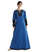 Mittelalter Kleid Skalmöld in Königsblau-Schwarz Frontansicht