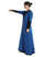 Mittelalter Kleid Skalmöld in Königsblau-Schwarz Seitenansicht