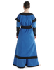 Mittelalter Kleid Linde in Königsblau-Schwarz Rückansicht 2