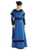 Mittelalter Kleid Linde in Königsblau-Schwarz Frontansicht 2
