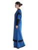 Mittelalter Kleid Linde in Königsblau-Schwarz Seitenansicht