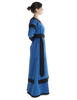Mittelalter Kleid Linde in Königsblau-Schwarz Seitenansicht 2