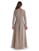 Mittelalter Kleid Hildegunde in Hanffarben Rückansicht