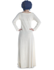 Mittelalter Kleid Schoete in Hanffarben Rückansicht