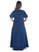 Mittelalter Kleid Hrist in Blau Rückansicht