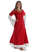 Mittelalter Kleid Saelde mit Bordüre in Feuerrot Frontansicht