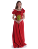 Mittelalter Kleid Fiammetta in Feuerrot Frontansicht 5