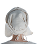 Mittelalter Haube Simona aus Baumwolle-Leinen(60-40) in Beige Rückansicht