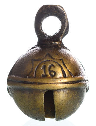 Mittelalter Glöckchen Birkhilt aus Messing in Golden Frontansicht