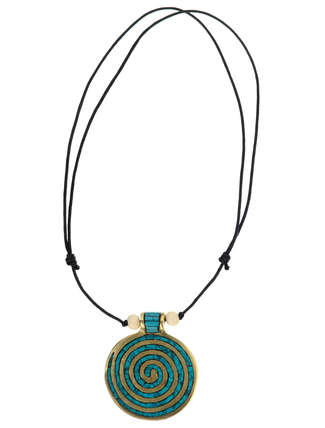 Wikinger Halskette Sunna mit Spirale (6 cm) in Türkis Frontansicht