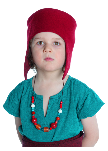 Mittelalter Halskette Lofn aus Weißmetall-Resin in Blau-Rot Frontansicht 2