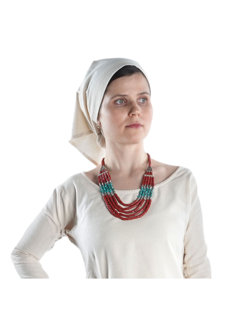 Mittelalter Halskette Eliacha aus Resin in Rot-Türkis Frontansicht 2