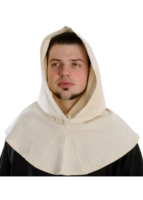Mittelalter Kapuze Elegast in Beige Frontansicht