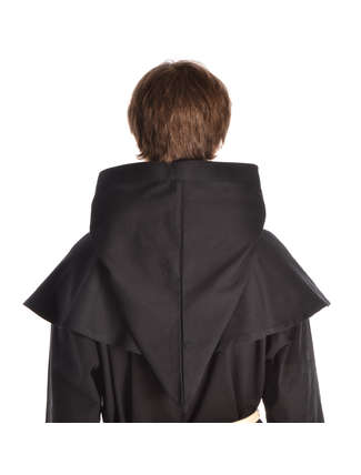 Mittelalter Kapuze Elegast in Schwarz Rückansicht 2