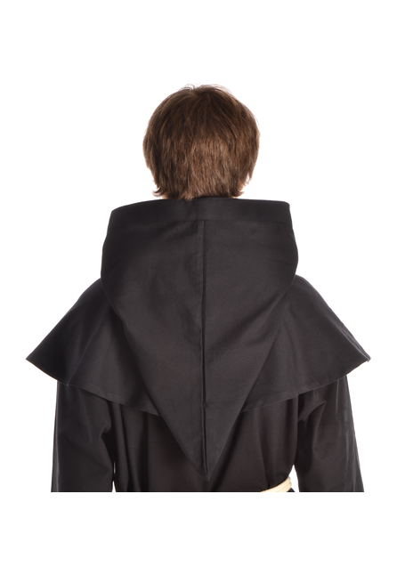 Mittelalter Kapuze Elegast in Schwarz Rückansicht 2