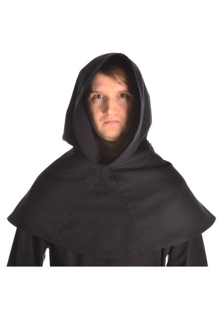 Mittelalter Kapuze Elegast in Schwarz Frontansicht