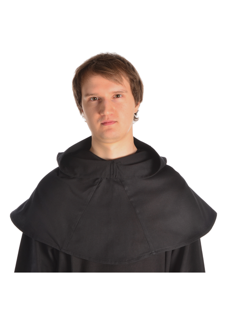 Mittelalter Kapuze Elegast in Schwarz Frontansicht 2