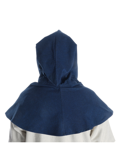 Mittelalter Kapuze Elegast in Blau Rückansicht