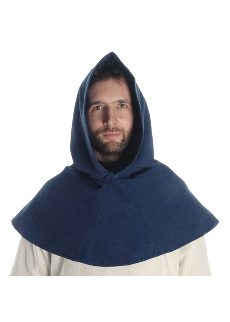 Mittelalter Kapuze Elegast in Blau Frontansicht